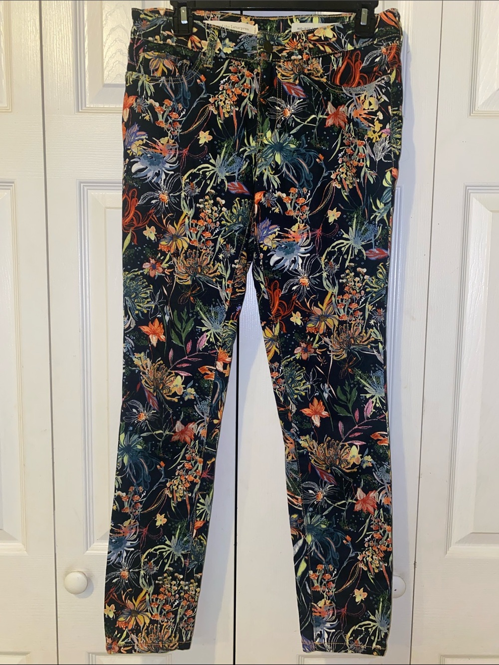 Pilcro and the Letterpress for Anthropologie- Black Floral-Print  Skinny Jeans